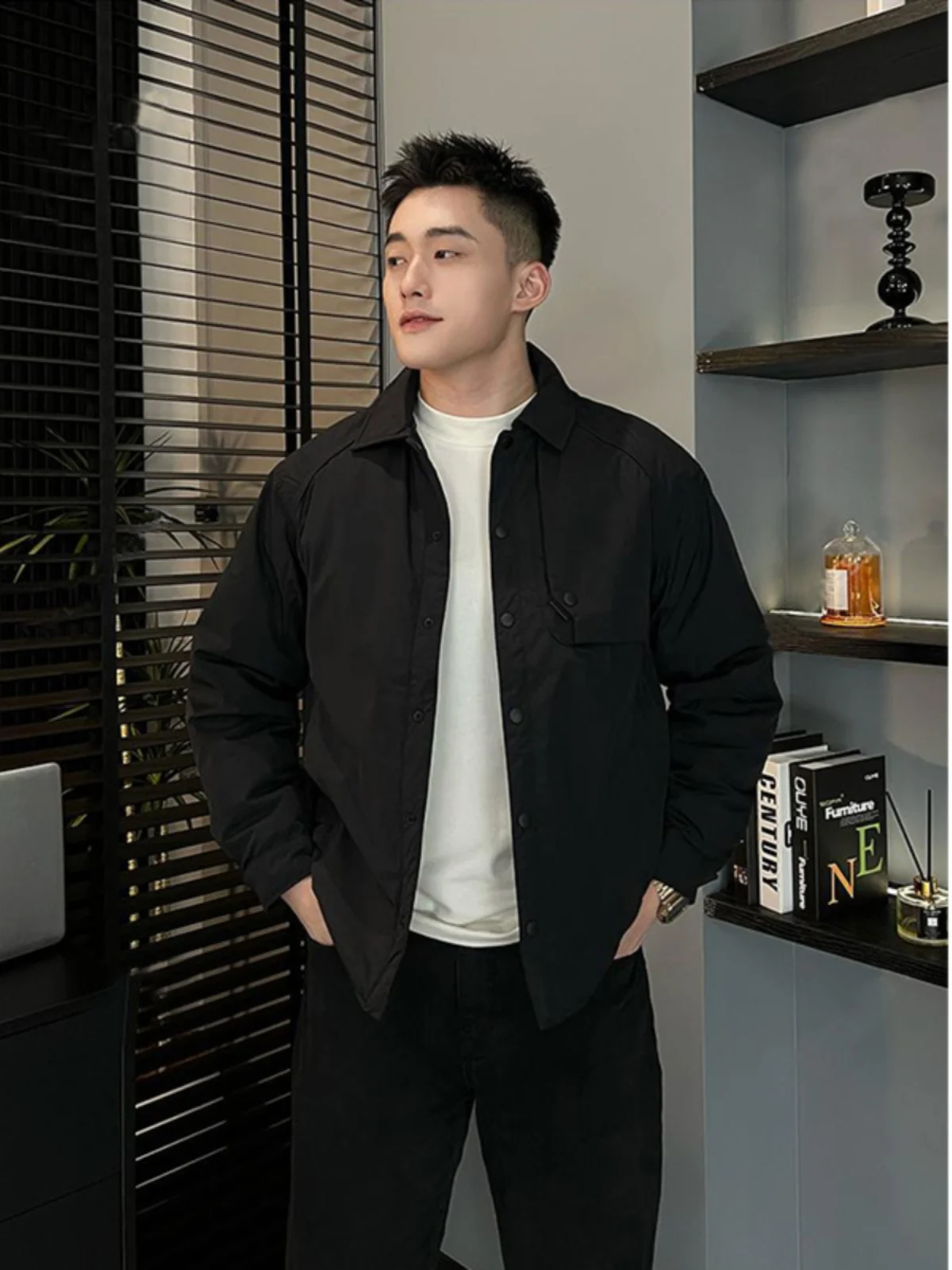 

Men's ort Flight Jaet down Coat Lightweight Warm Winter Faion Versatile Turn Collar Adstrative Jaet Polyester Fiber