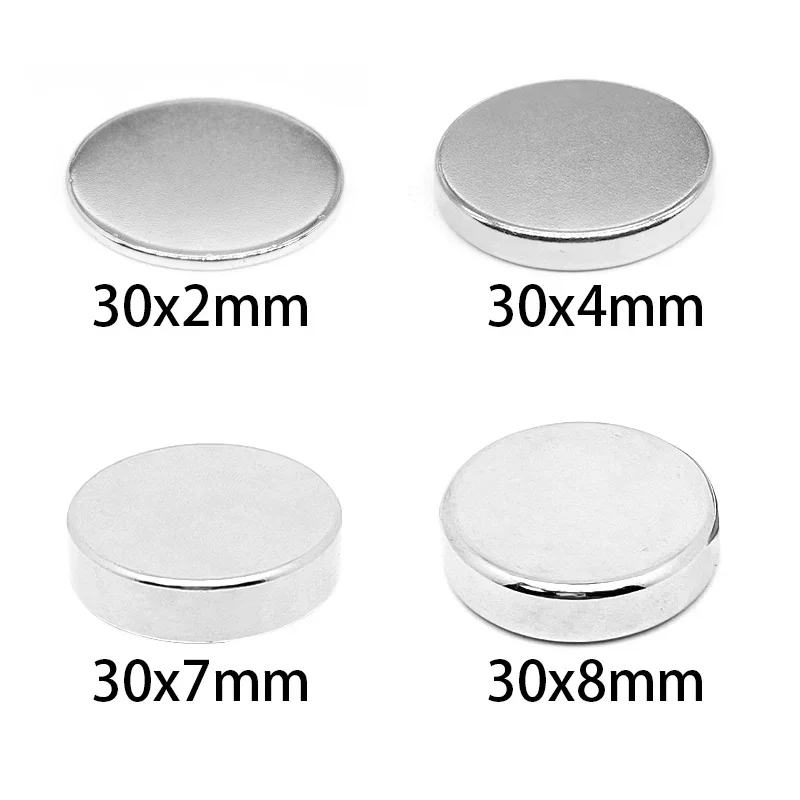 30x2 30x4 30x5 30x8 30x10 30x15 30x20 30x30mm Round Shape Rare Earth Neodymium Super Strong Magnetic NdFeB Magnet Fridge Crafts