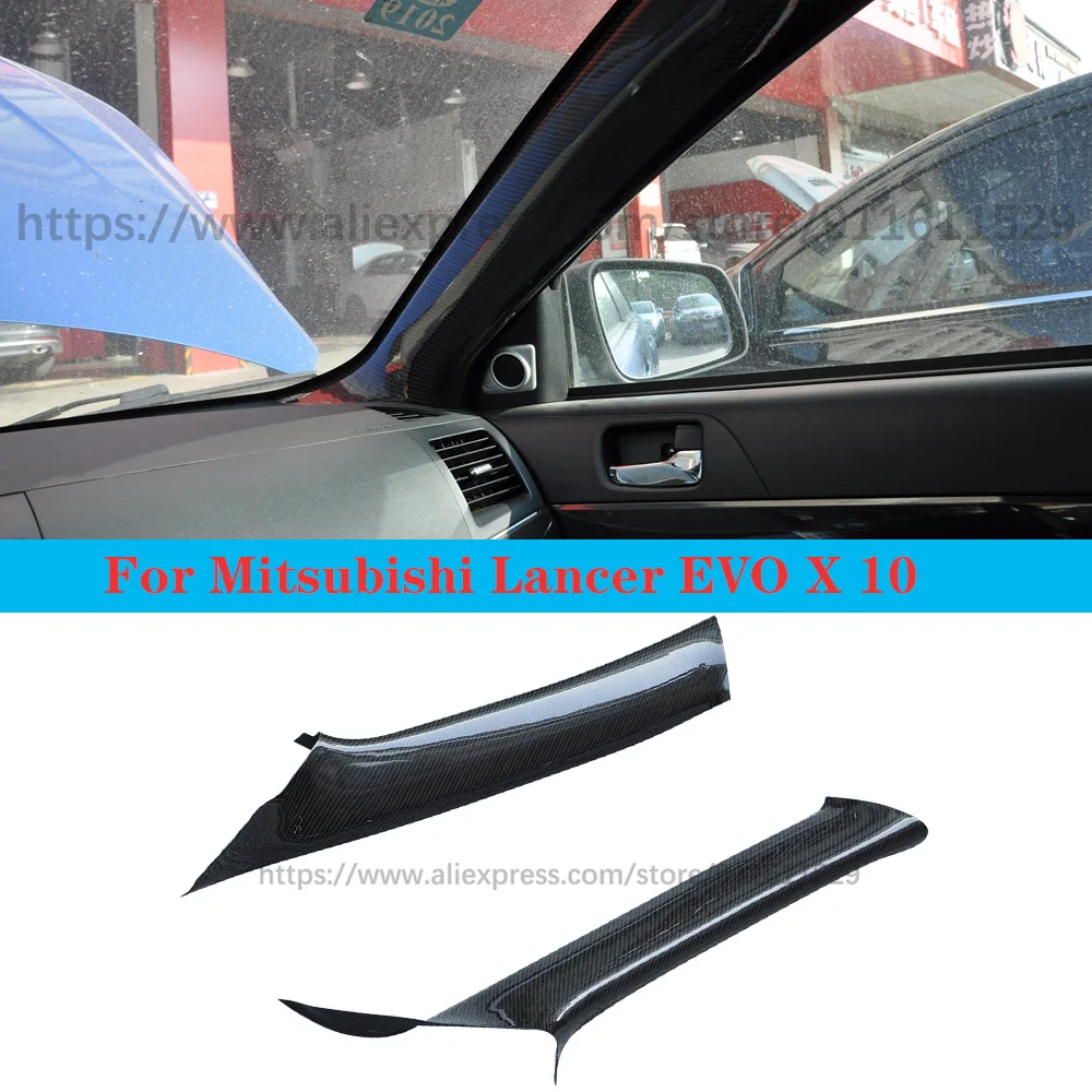 

For Mitsubishi Lancer EVO10 EVO X Real Carbon Fiber A Pillar Cover Trim Interior 2008-2009 Auto Tunning