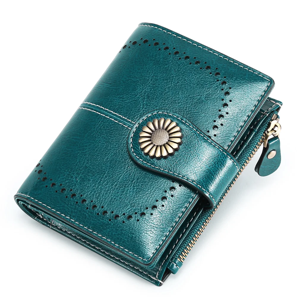 Fashion Women Wallet RFID Anti-theft Leather Wallets for Women Short Zipper Large Ladies Coin Pocket Female Purse Card Holder