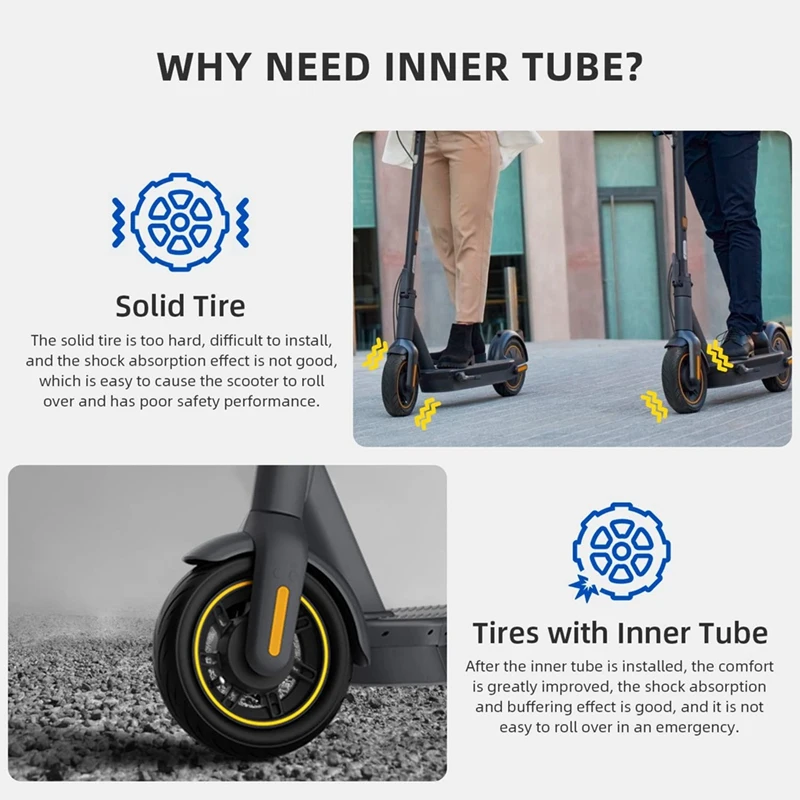 New60/70-6.5 Scooter Tires With Inner Tube Pneumatic 10 Inch Tire Replacement Straight Vavle For Ninebot Max G30 G30D G30LP