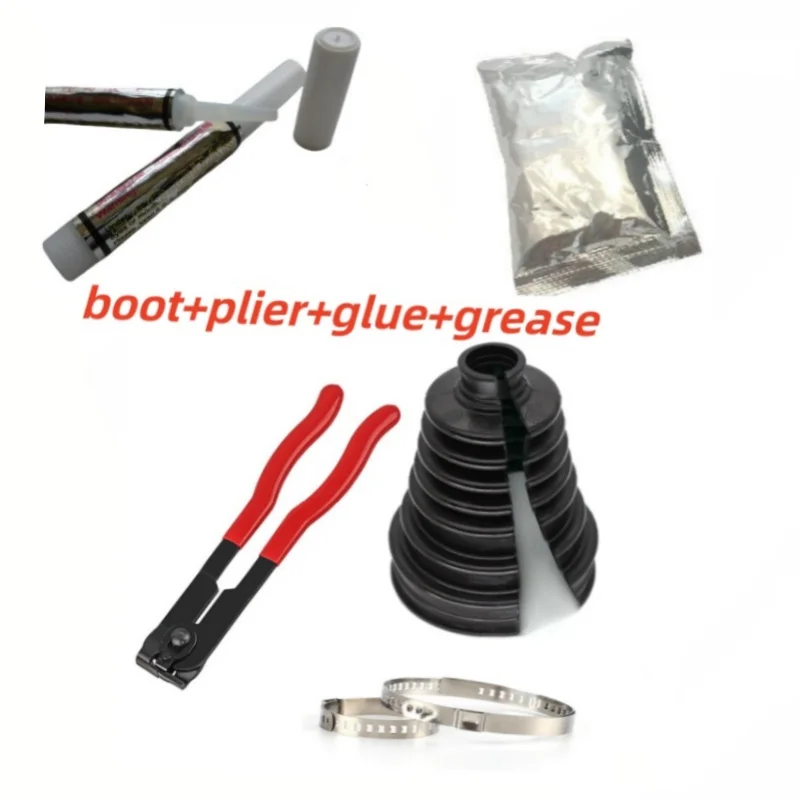 1Set Split CV Boot Kit With Clips Glue Driveshaft Stretchy Rubber Outer Gaiters Universal Durable Car Repair Tools Hoses Clamps