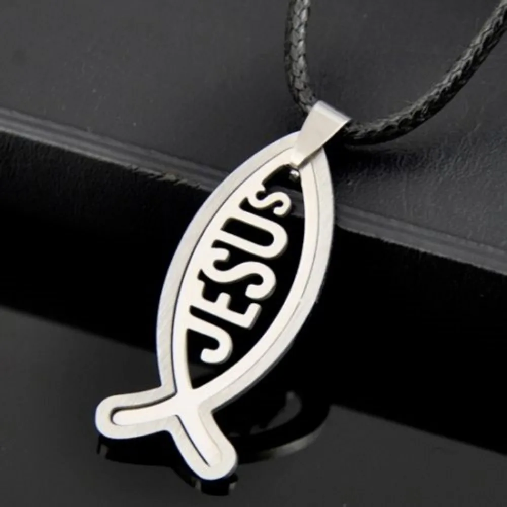 Mode Edelstahl Jesus Fisch Halskette Anhänger für Männer und Frauen Jesus Charms Schmuck Geschenk
