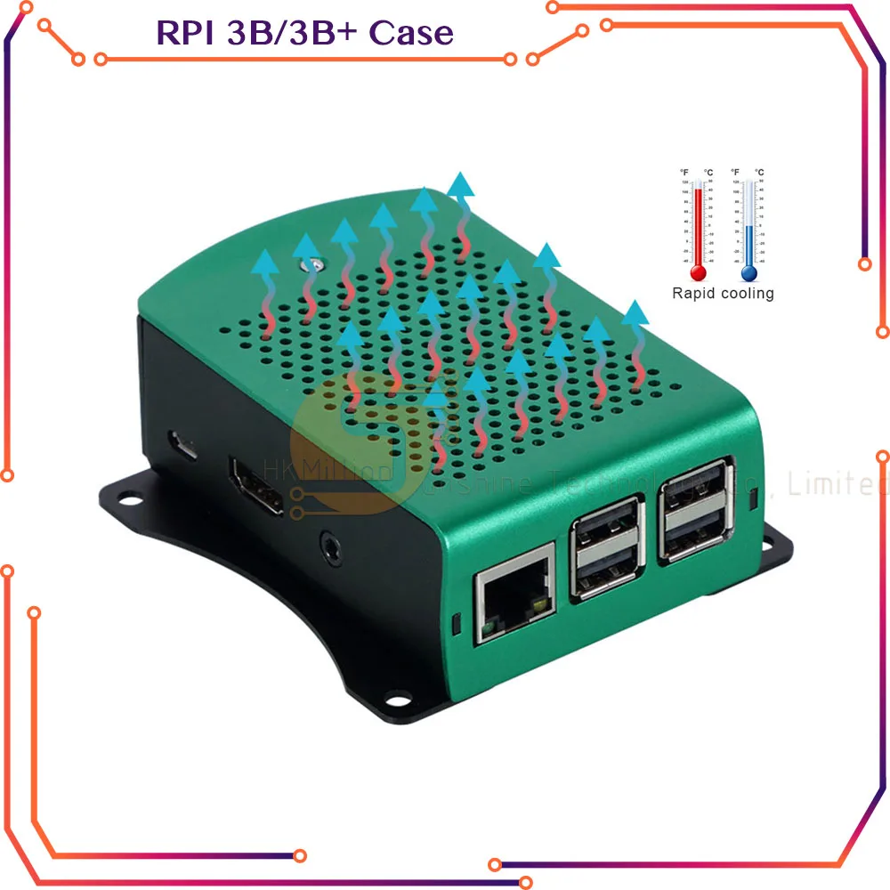 

Raspberry Pi 3 Case White Green Black Metal Enclosure For Raspberry Pi 3 Model B Case RPI135