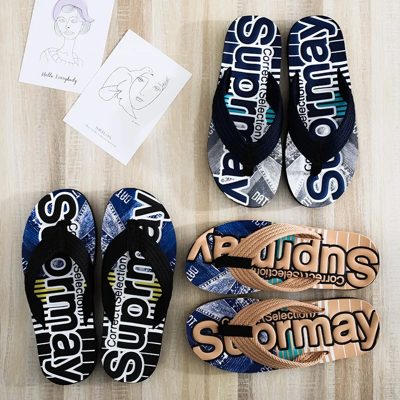Fashion Man Slippers Personalized Foot Clip New Male Smoothing Korean Style Sandals Casual Beach Household Anti-skid flip-flops