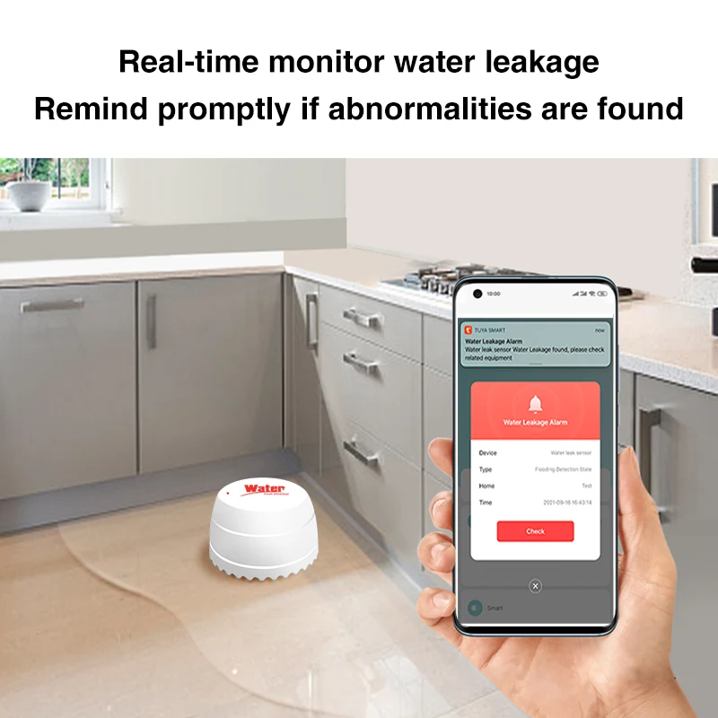 Tuya Smart Zigbee Water Leak Detector Flood Sensor APP Remote Monitoring Flood Alert Overflow On Site Alarm Need Zigbee Hub