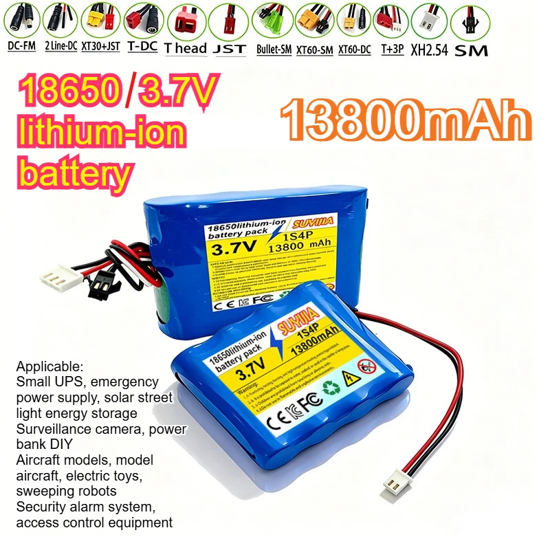 

Литий-ионный аккумулятор 3.7V 13800mAh 1S4P 18650 с BMS, перезаряжаемый, для DIY проектов, Power Bank, светодиодных фонарей, моделей с дистанционным управлением