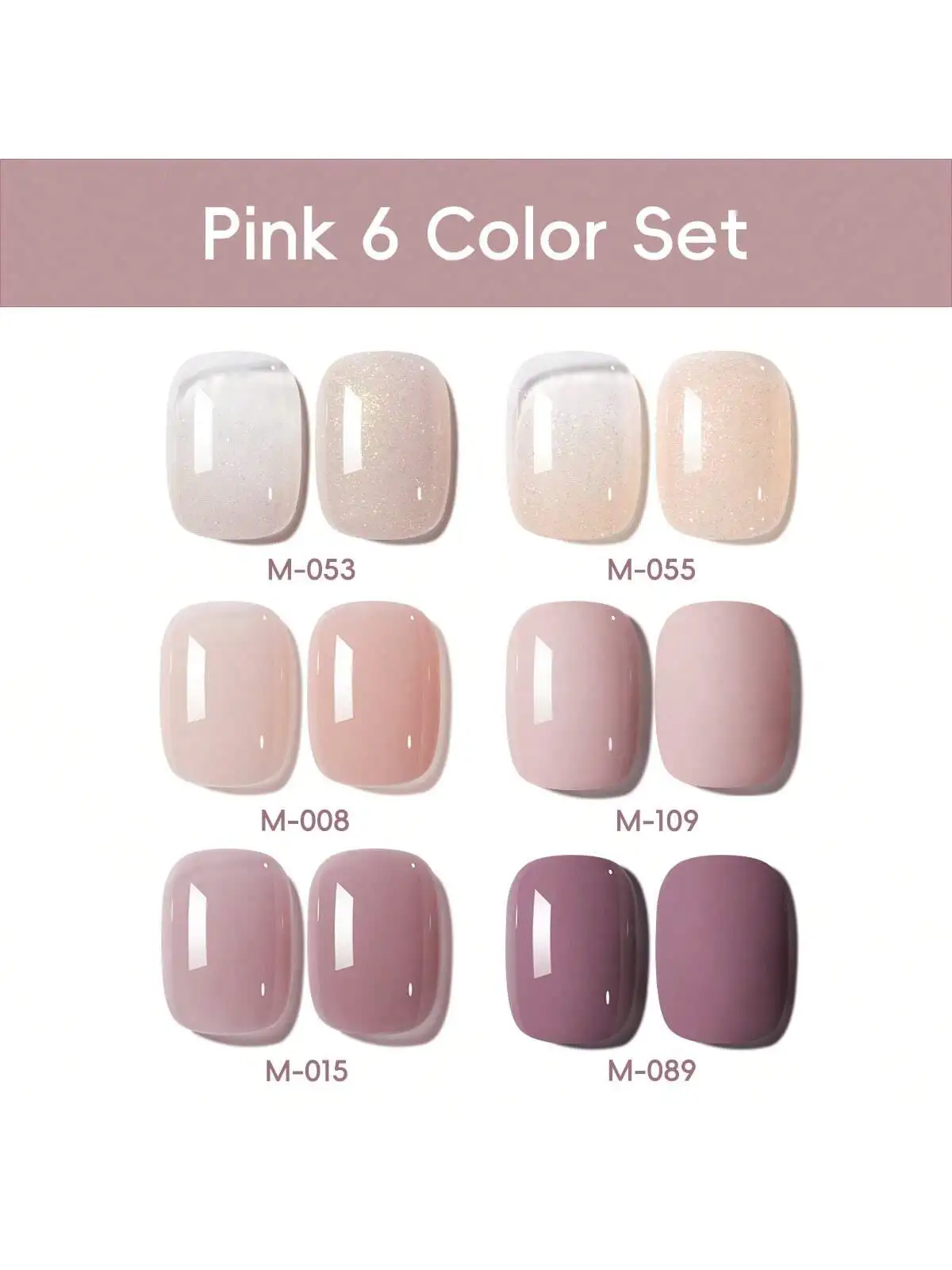 6PCS Pink nail Gel Gel Set, formaldehyde free, alcohol free, durable, nail art salon DIY, perfect gift for women