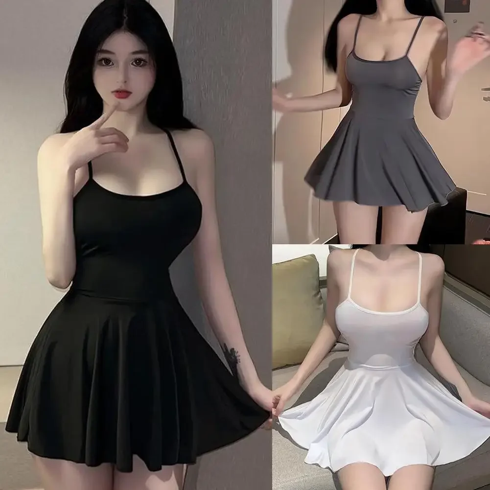 NEUES Damen Plissiertes Mikro-Minikleid, Bandage, Glattes, Gleichmäßiges Slip-Minikleid, Nachtclub-Outfit, Verführerisches Rüschenkleid, Rückenfrei, Sexy – Detail 9