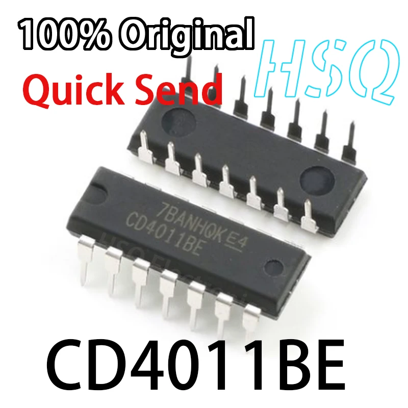 

10PCS CD4011BE CD4011 CMOS 4-way 2-input and Non-gate DIP-14 Logic Chip IC Single Chip