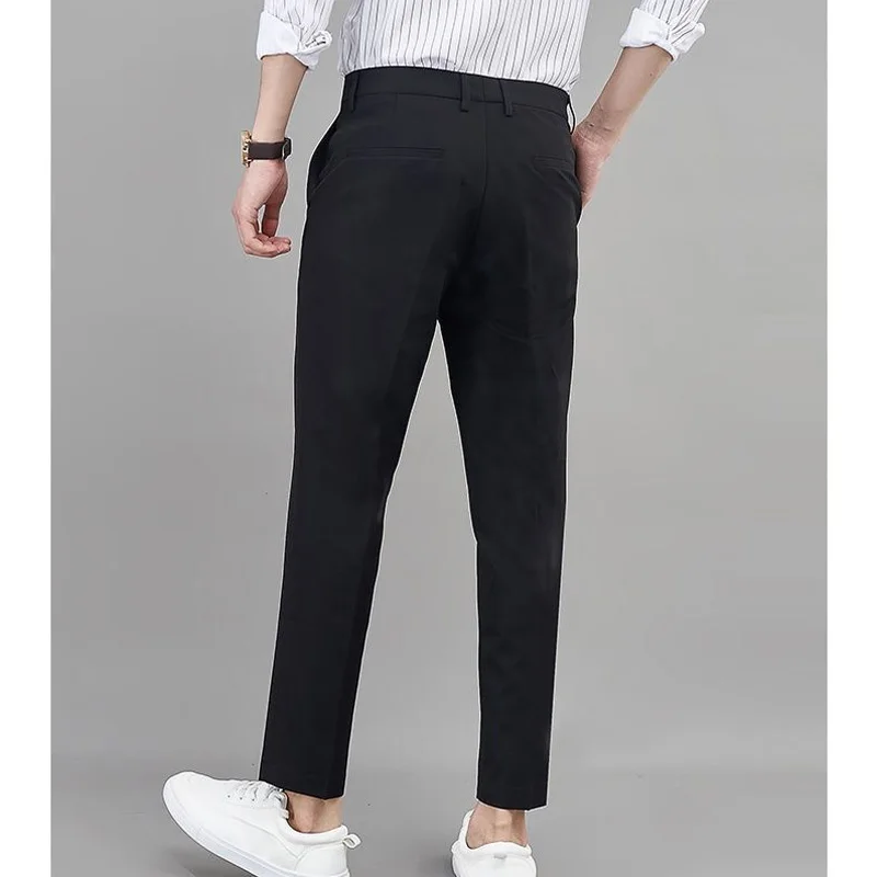 2023 New Spring and Autumn Business Formal Casual Thin Fashion Trend High Waist Slim Fit Small Feet Solid Color Suit Pants