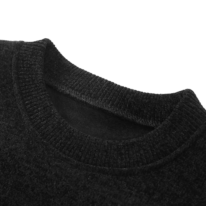 Solid Color Knitted Sweaters Men Clothes Fleece Warm Pullover Male Loose Sweater Brand Mens Winter Casual Knit Sweater 7XL 8XL