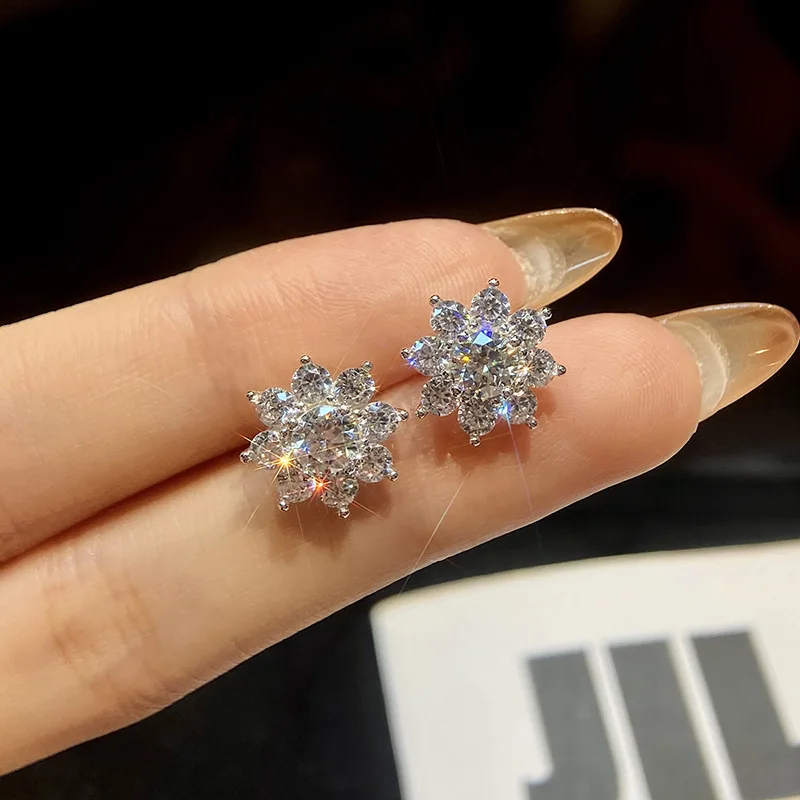 

Женские серьги-гвоздики с муассанитом и подсолнухом из серебра S925 с родиевым покрытием, 2 карата D, изысканные ювелирные изделия