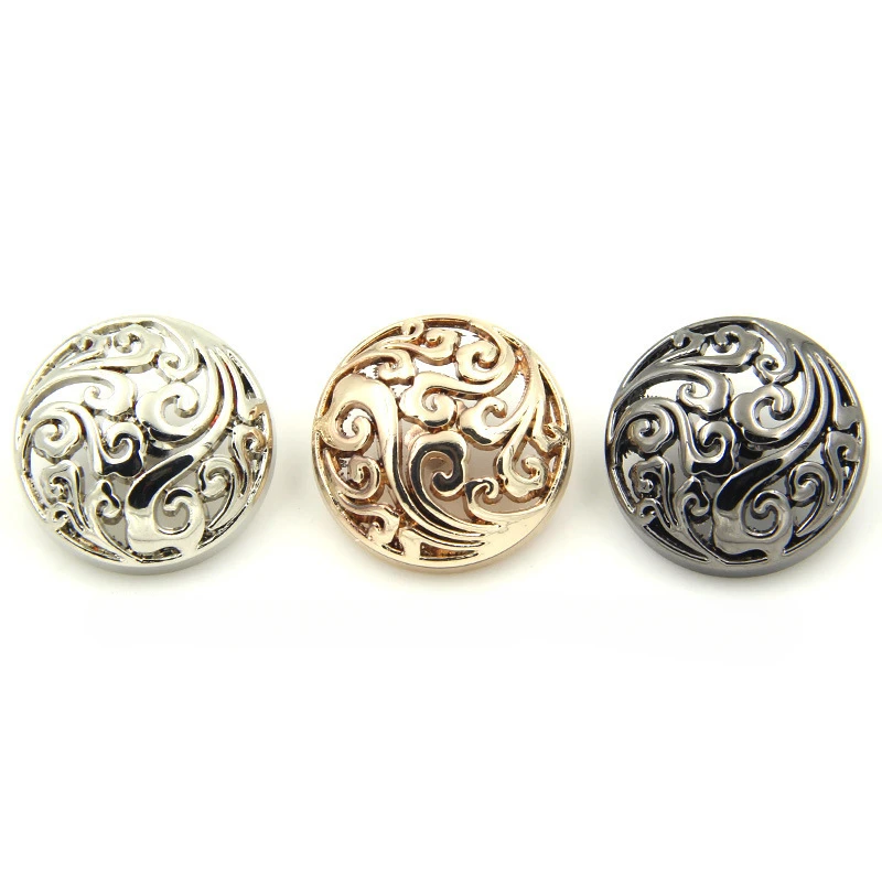 10 Pieces Hollow Metal Buttons Chinese Auspicious Cloud Beautiful Shank Buttons Woman Clothes Accessories