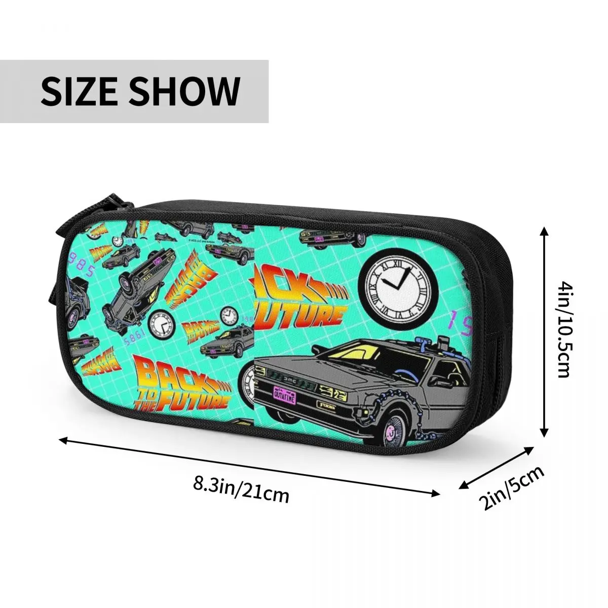 Imagem -04 - Estojos de Lápis Padrão Delorean Grande Capacidade Pen Bags Pen Box Lápis Bolsa para Meninos e Meninas Papelaria Estudante