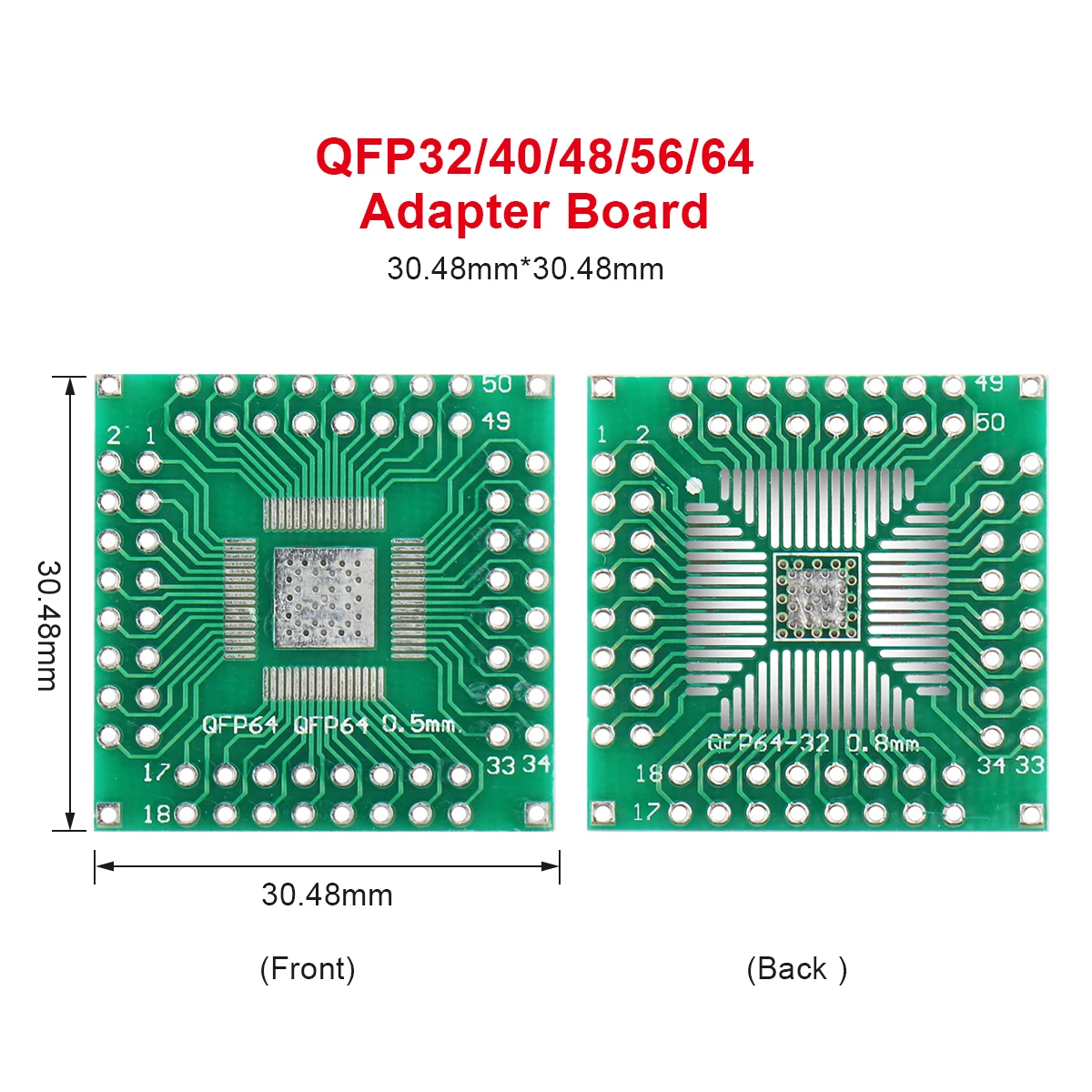 10Pcs Adapter Board QFP32/44/68/80/100 QFN32/40/48/56/64 Converter Plate Pinboard Patch to DIP 0.5mm/0.8mm Transfer Board