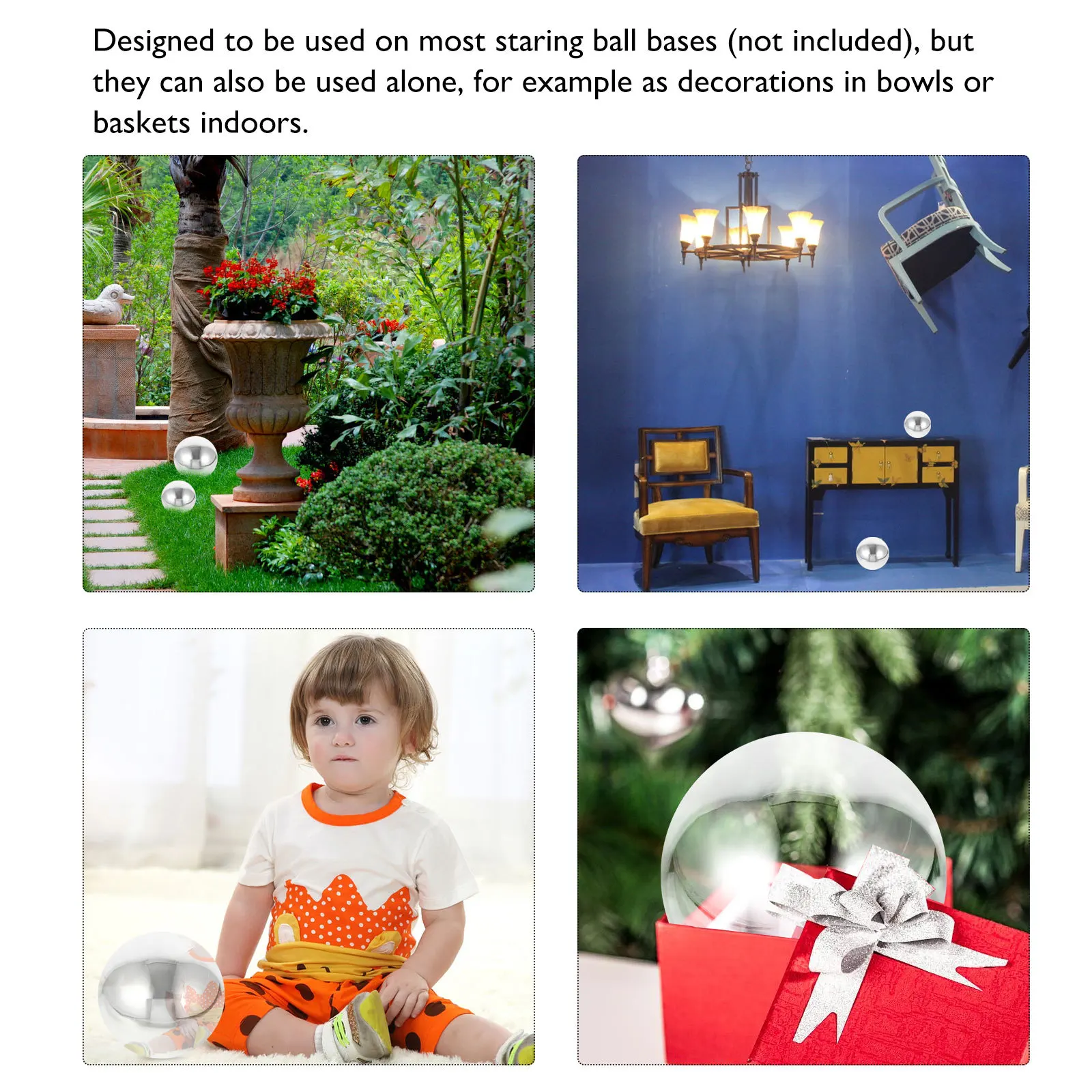 

4Pcs Stainless Steel Hollow Mirror Surface Gazing Balls Perfect Sphere Indoor Outdoor Decorative Gazing Ball Mirror Ball