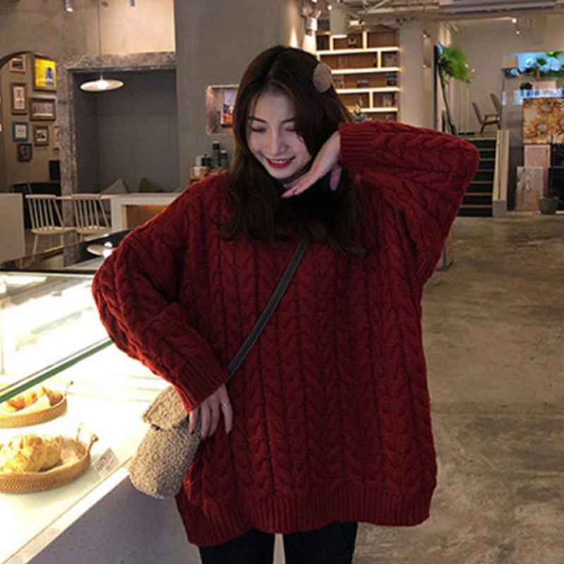 Women\'s Autumn Winter Lucky Red Sweater Shirt Pleated Mini Skirts 1 or 3 PCS Set Korean Lady Casaul Joker Knit Tops Skirt Outfit