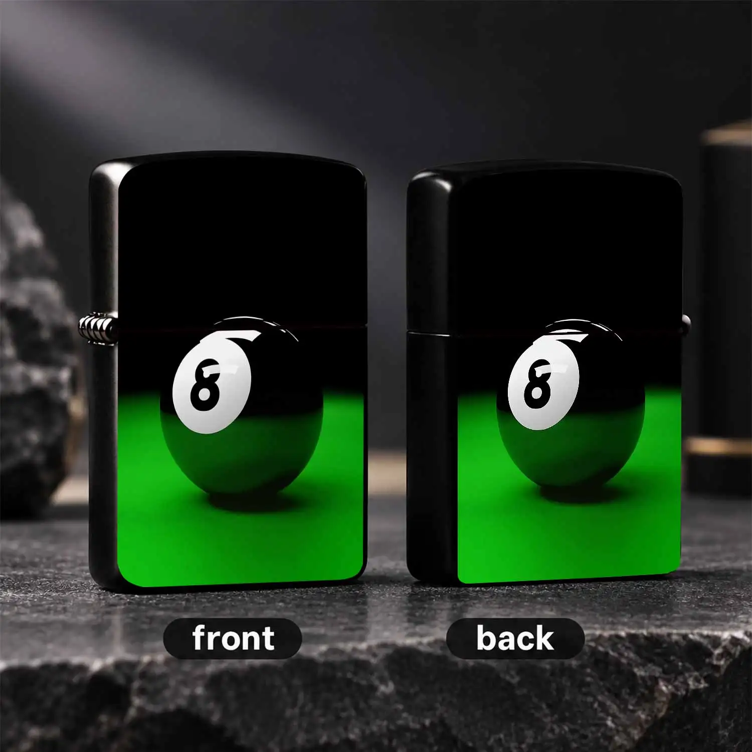 Title: Stylish Black 8 Billiard Themed Portable Lighter, Classic No. 8 Pool Ball Print Fashion Personal Pocket Gadget, Suitable for Outdoor Camping Daily Incense Lighting Multiple Scenarios, Creative Practical Nice Gift  A Humorous And Inte