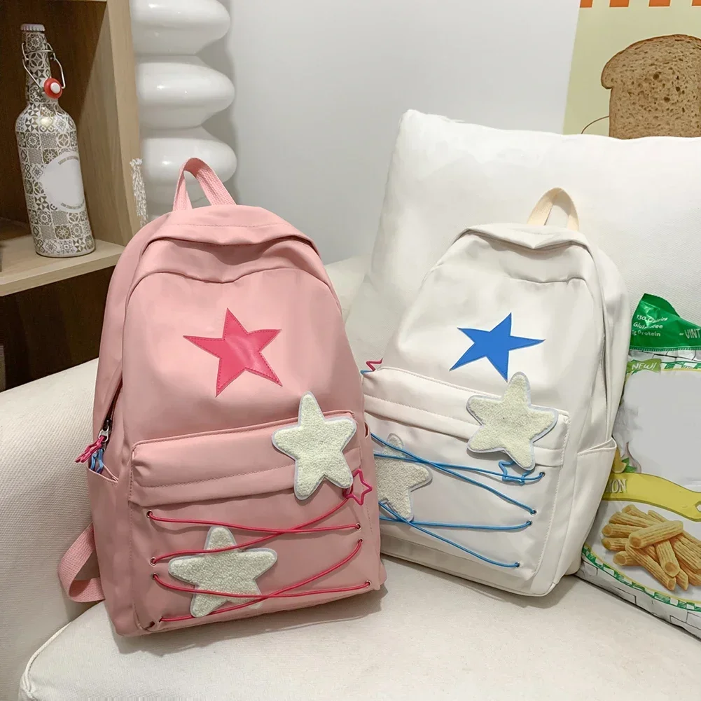 

Korean Y2k Aesthetic Schoolbag Multi-Pocket Women Star Backpacks Large Capacity Multifunctional Hiking Travel Camping Daily Use