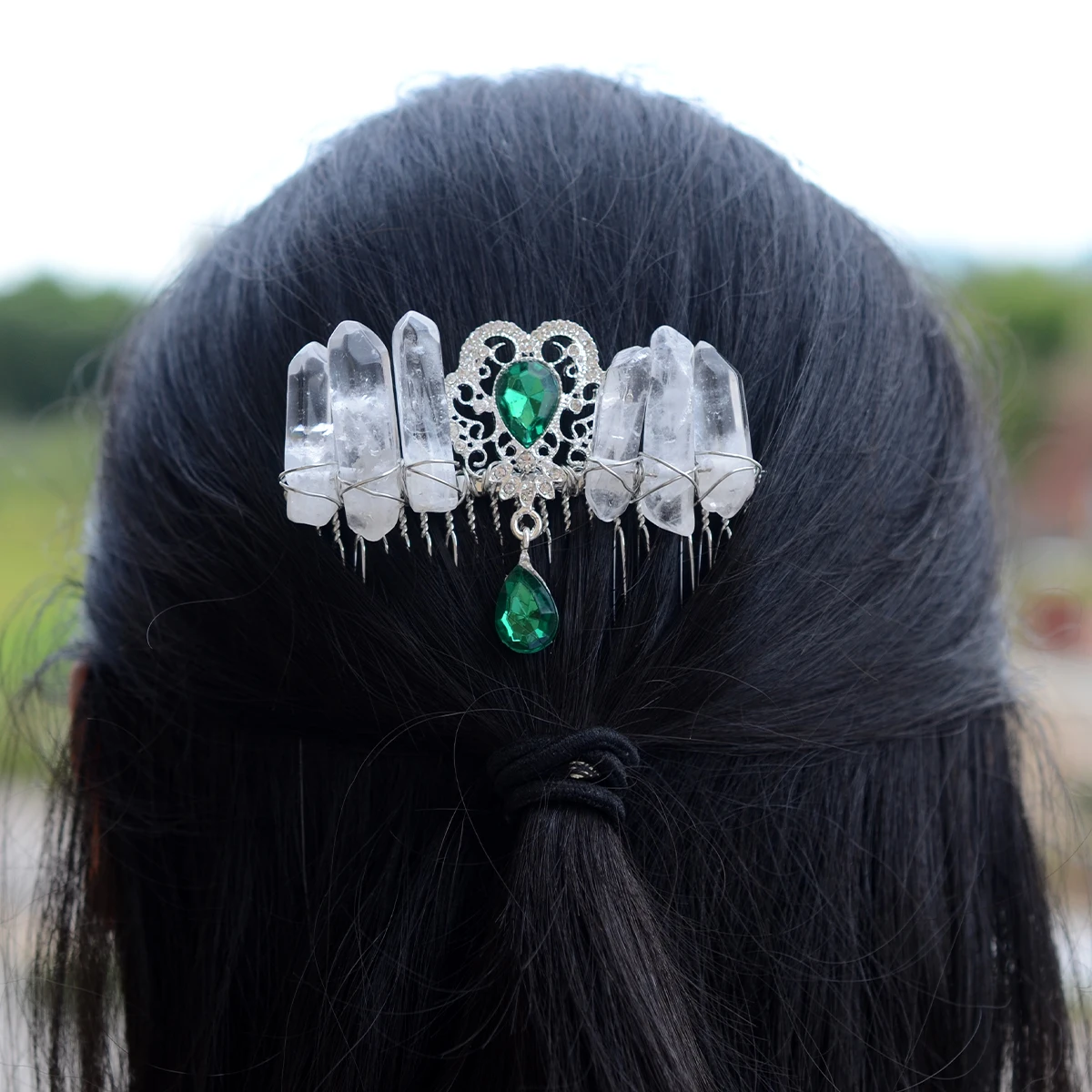 Fairy Crystal Quartz Haircomb Goddess Elf Hair Tiara Elvens Hairband Woodland Party Hair Jewelry For Gift