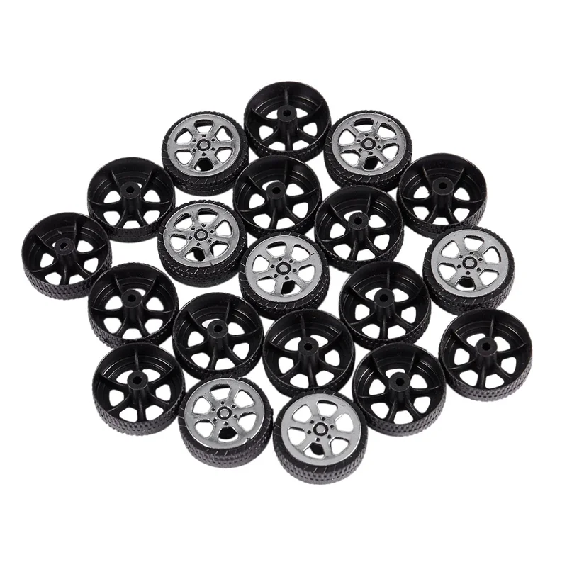 ODIES-Plastic Roll 2Mm Dia Shaft Car Truck Model Wheel 20Mmx6mm 80Pcs