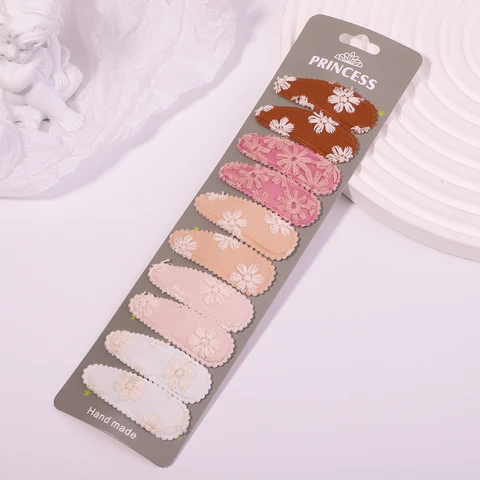 Заколки в хлопке BABY BOWS, 10 штук