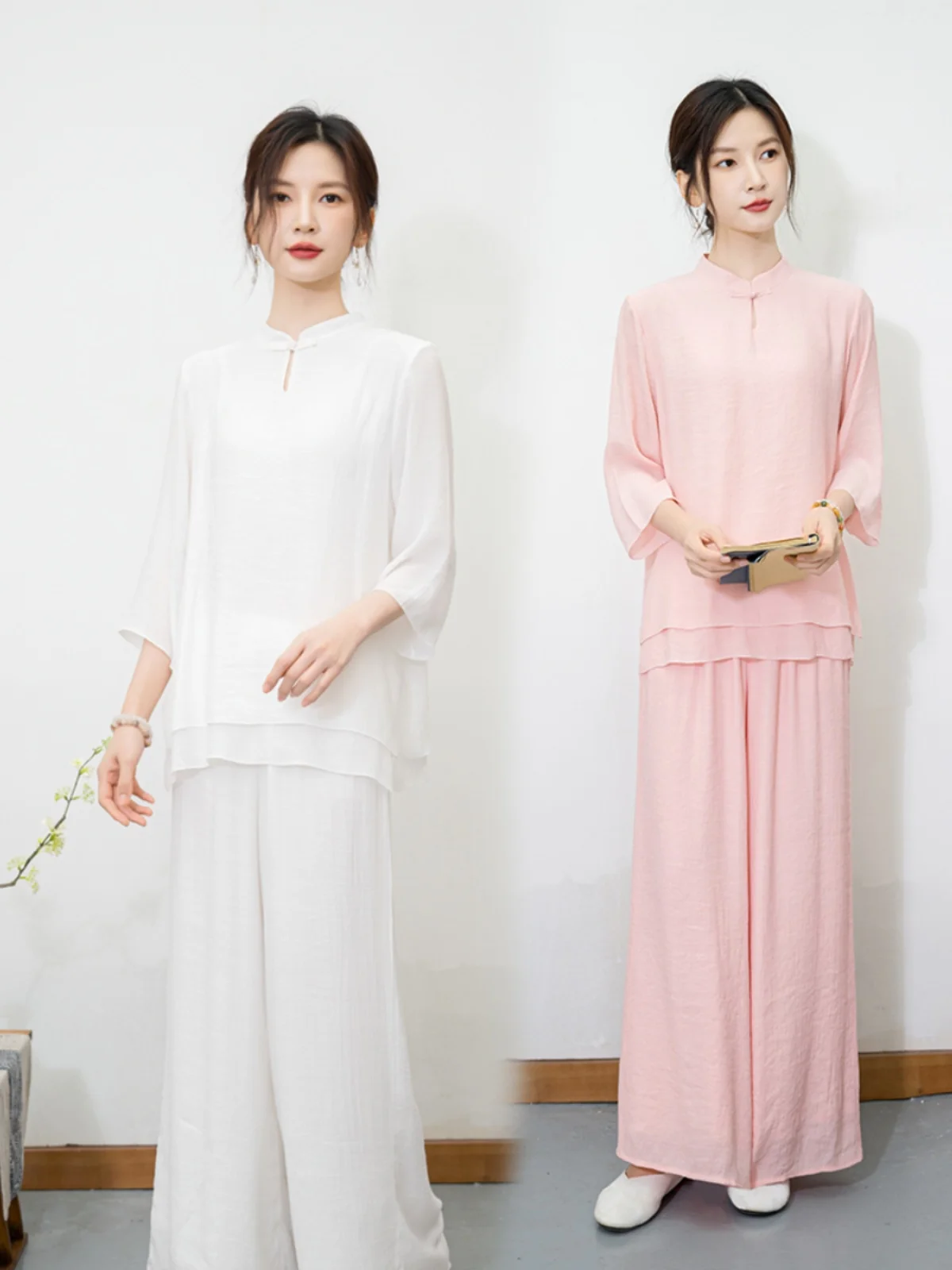 

Новый этнический комплект для медитации дзен, женский костюм для выступлений, комплект из двух предметов, белый костюм для чайной церемонии, студенческий школьный orm