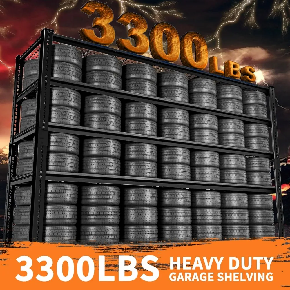 Heavy Duty Adjustable 5 Tier Metal Storage Shelves with 3300 lbs Capacity, 60L x 24W, Ideal for Garage Organization
