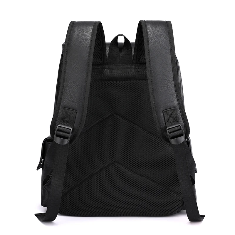 2023 männer Rucksack PU Leder Rucksack Große Laptop Rucksäcke Männlichen Mochilas Schwarz Schulranzen Für Jugendliche Jungen Braun Sac A Dos – Detail 6