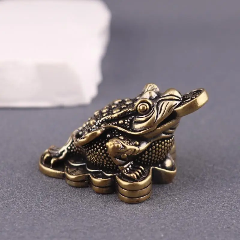 Kupfer-Geldfrosch-Statue Dreibeinige Krötenfigur Feng-Shui-Ornament für Büro Zuhause Schreibtisch Reichtum-Dekoration – Detail 4