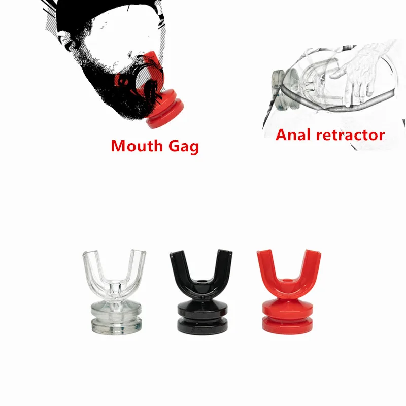 Bondage Plug Silicone Open Mouth Gag Oral Stuffer Restraint BDSM Slave Stuffed Anal Plug Dilator