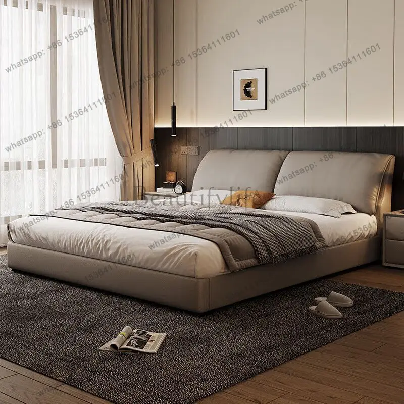 FG European Design Leather Bed Double Children Safe Girls Modern Bedroom Bed Multifunctional Letto Matrimoniale Unique Furniture