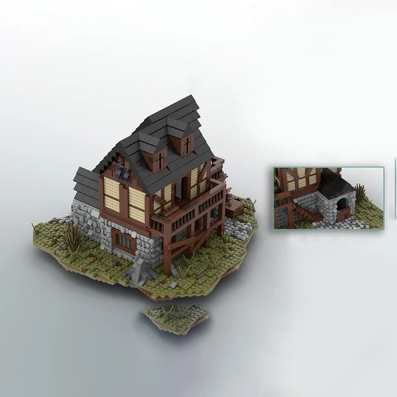 2963개 MOC 중세 주택 2 인너 PDF 성 모델 블록 건축 크리스마스 선물 DIY 창의적 아이디어 장난감 브릭