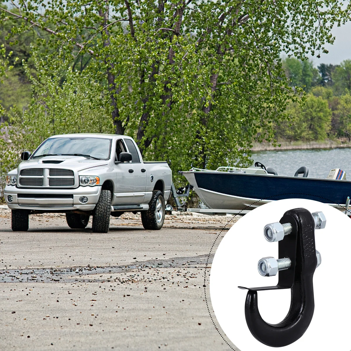 

1Pcs Automotive Tow Hook Carbon Steel Sturdy Black Plastic Coated Trailer Hook Towing Recovery Offroad Car Accessories