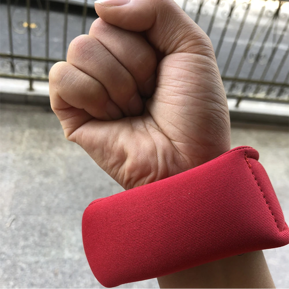 

1Pcs Weighted Wristband Breathable Fabric Sports Wrist Guard Soft Elastic Fitness Protector Adjustable Red for Female Running