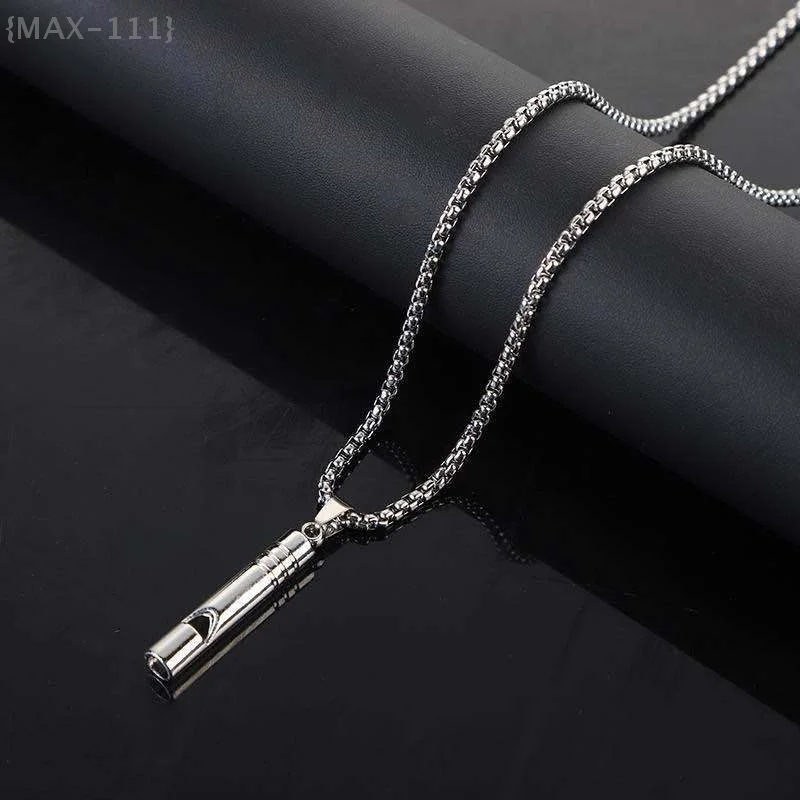 Whistle Necklace Pendant Emergency Survival Whistle Outdoor Hiking Camping Necklaces Stainless Steel Punk Whistle