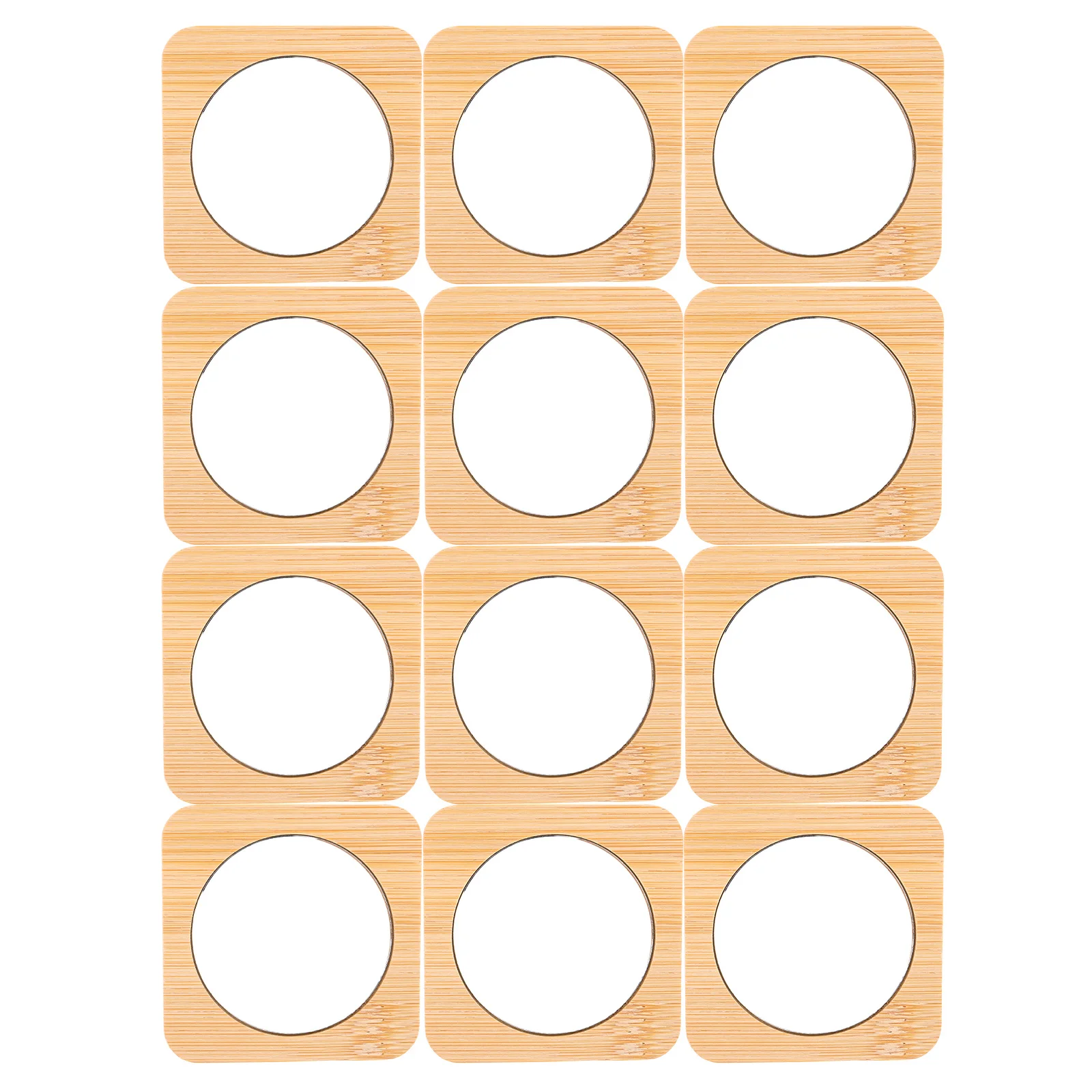 12Pcs Bamboo Wood Portable Makeup Mirror Mini Compact Pocket Handheld Travel Small Mirror for Touchup Grooming