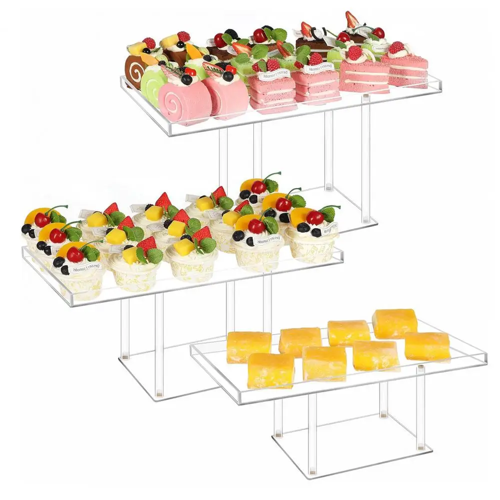 Acrylic Dessert Tray Elegant Tiered Cupcake Dessert Table Display Set for Parties Events Easy Assembly Transparent Pastry Food