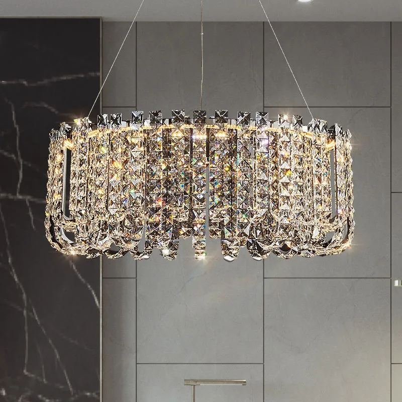 Light luxury K9 crystal LED pendant light luxurious living room villa lobby bedroom luxurious Italian restaurant