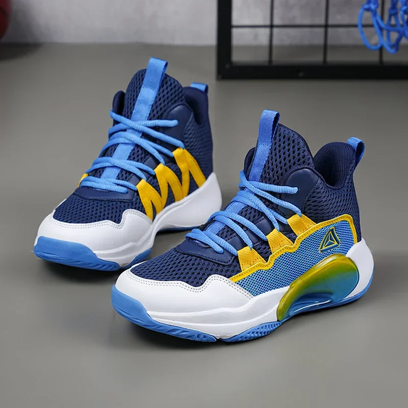 

Big Boy Athletic Basketball Shoes Blue Children Popular Basket Sport Sneakers Anti-slippery Gym Fitness Sport Training Shoes 990