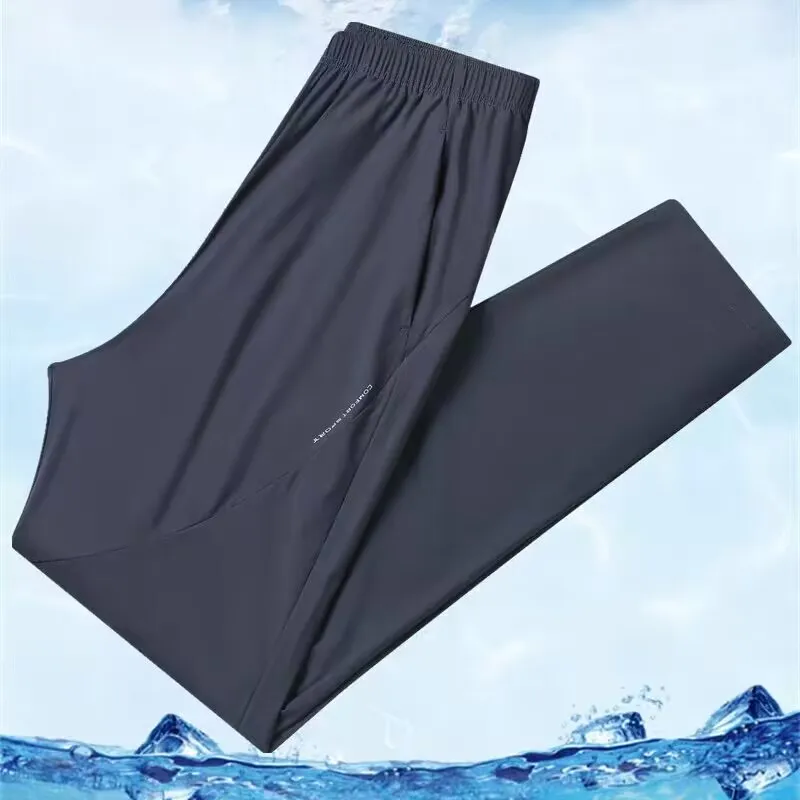 

Summer Thin Quick Dry Ice Silk plus Size Casual Long Pants Men's Fishing Running Sports Leisure Trousers Fashionable Urban Style