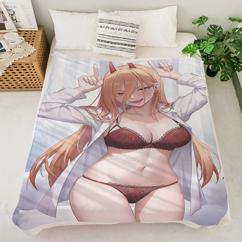 Anime cobertor s-chainsaw mans king size cobertor de microfibra cama fofo macio cobertores sofá joelho cama velo cobertor de acampamento