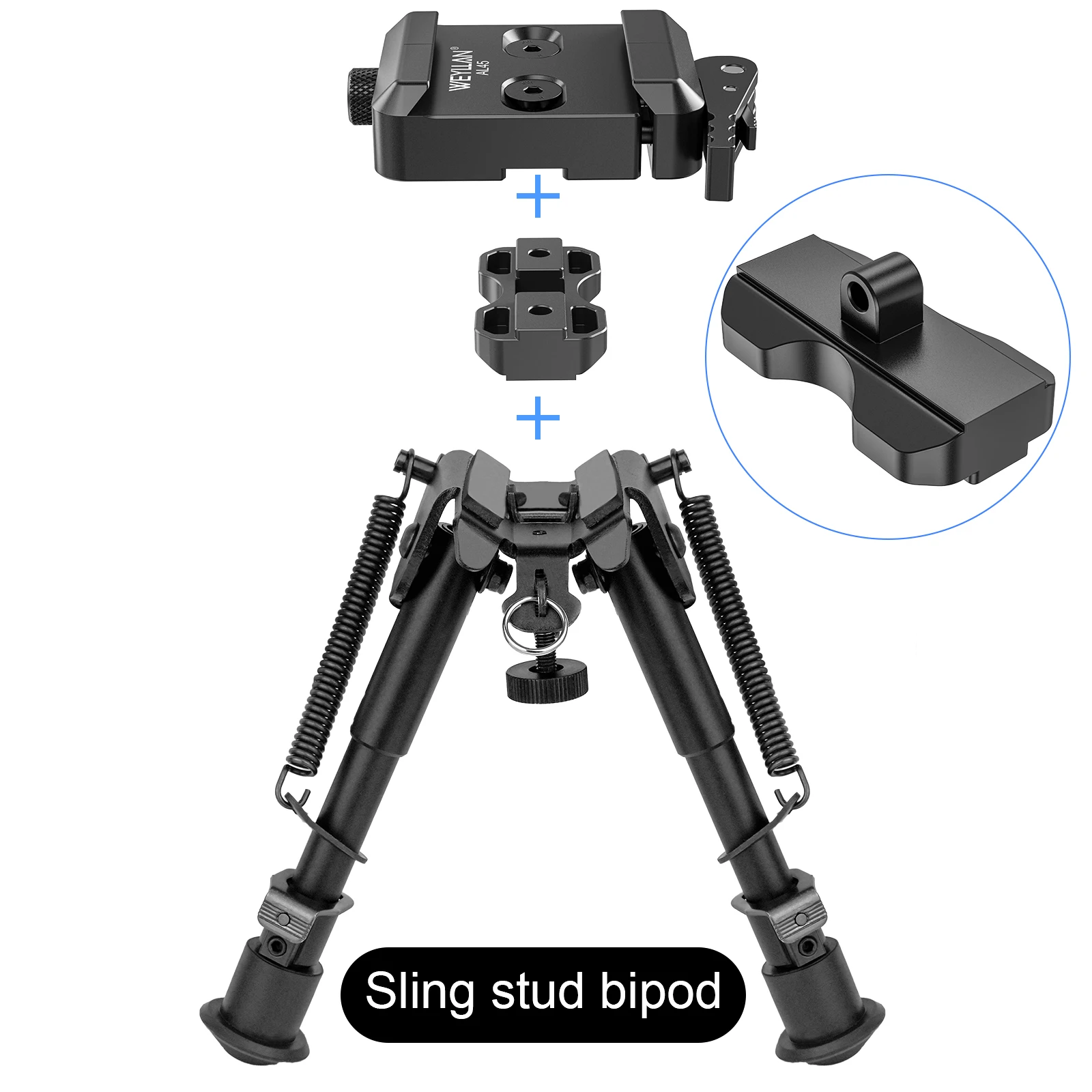 Adapter bipodu WEYLLAN AL45 Arca Swiss z dźwignią do bipodów Harris & Atlas, zacisk na szynę Mlok, zacisk Arca-Swiss do głowicy statywu. — zdjęcie produktu 4