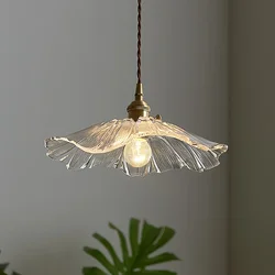 Nordic Restaurant Chandelier Modern Simple Personality Creative Lotus Leaf Aisle Internet Celebrity Crystal Glass Bedside Lamp
