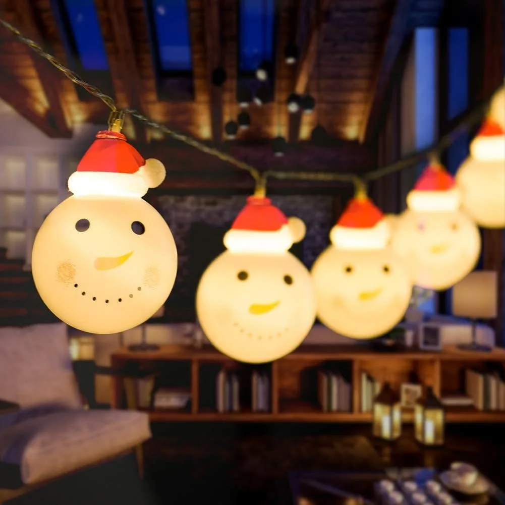 Snowman LED Light String para atmosfera interior, luzes de bateria, impermeáveis, decorações de natal, ano novo, aniversário, quarto, 100, 2023