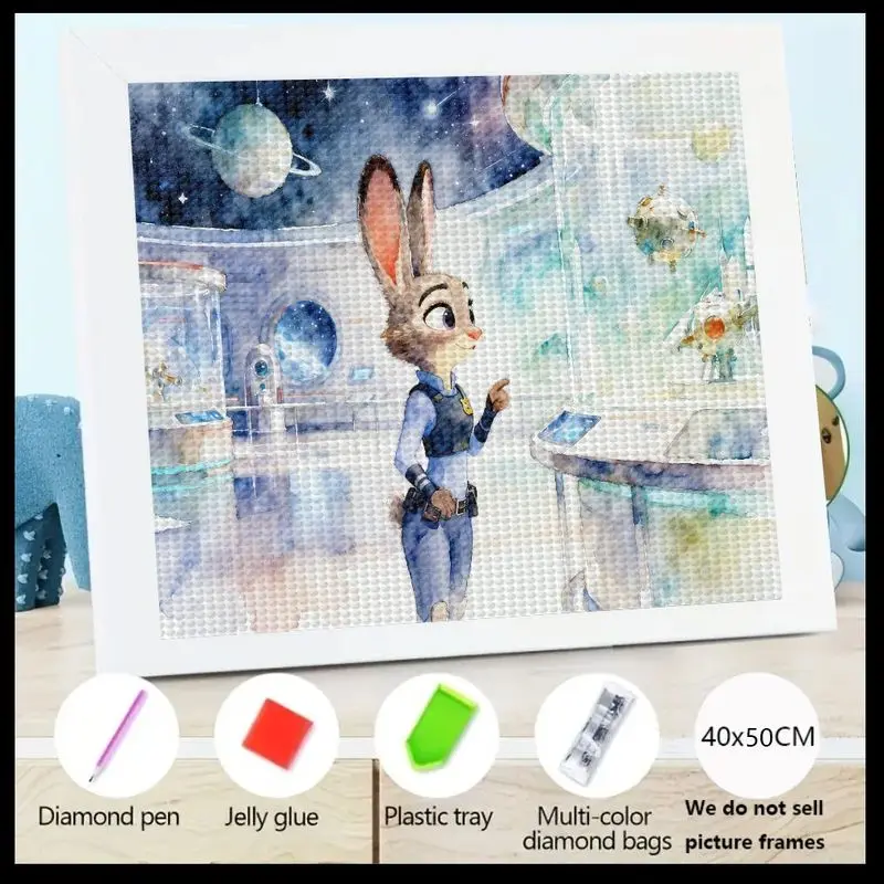 

1PC Disney Zootopia Judy Hopps Diamond Painting 5D Full Drill DIY Kit, Cartoon Rabbit Police Officer Space Galaxy Theme Crystal