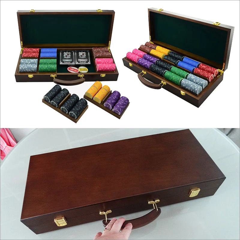 Caja de fichas de madera 2024, caja de madera de fichas Texas Hold'em, caja de fichas de madera maciza para club de alta gama adecuada para fichas de 4cm de diámetro