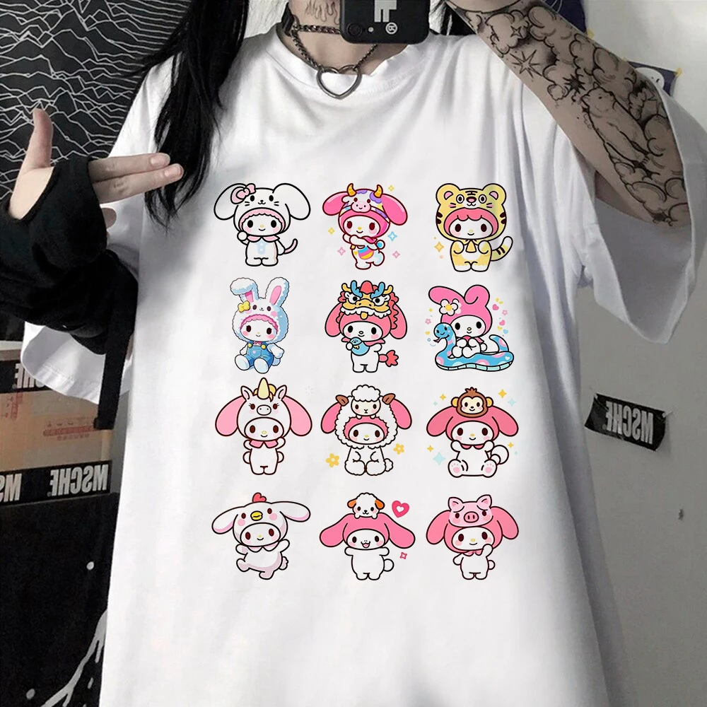 تي شيرت صيفي للأولاد والبنات Hello Kitty ملابس كارتونية للعائلة الوالدين والطفل كاجوال مريح كبير الحجم بأكمام قصيرة لطيف #2