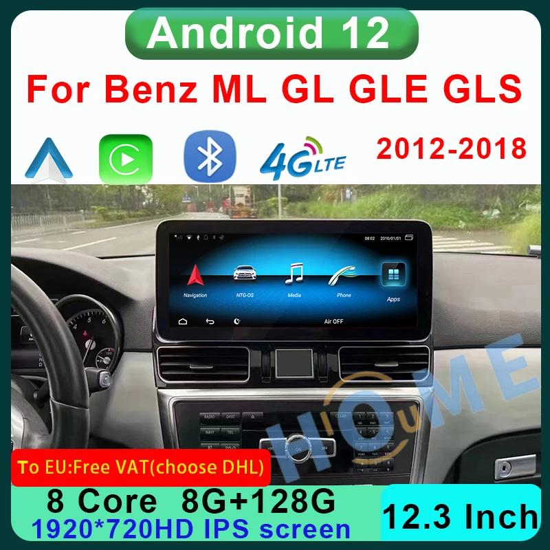 

Android 12 8+128G Car Radio Multimedia Player GPS Navigation For Mercedes Benz ML W166 GLS GLE GL X166 Auto Carplay 2012-2018